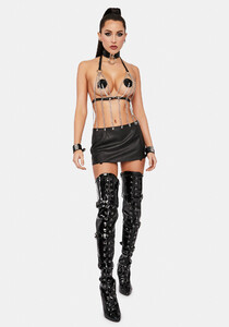Metallic Chain Exposed Torso Mini Dress - Black Silver_04.jpg