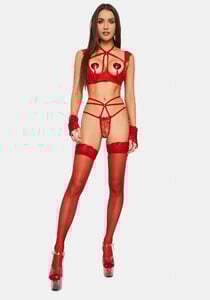 Satin & Eyelash Lace Demi Cup Bra & Strappy Thong Set_02.jpg