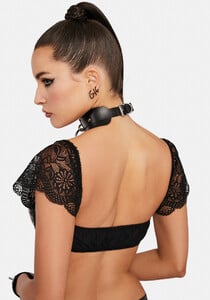 Vinyl Lace Up Crop Top With Lace Sleeves - Black_01.jpg