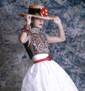 Marie Seznec in Jean Patou by Christian Lacroix, 1987. Photographed by Julio Donoso.jpg