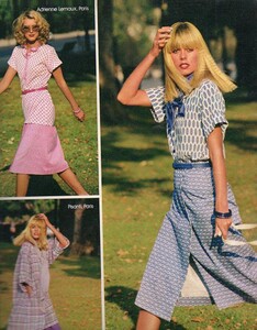 Eeva Keetola in blue print skirt . Carry Nigren in pink two pieces.jpg