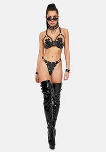 Vegan Leather Nail Head Demi Cup O Ring Bra Top - Black_01.jpg