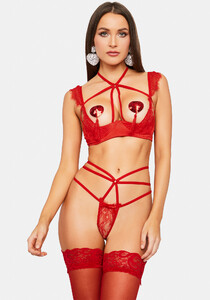 Satin & Eyelash Lace Demi Cup Bra & Strappy Thong Set_01.jpg