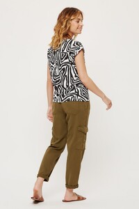 808 Petite Zebra Print Roll Sleeve Tee image number 2.jpg