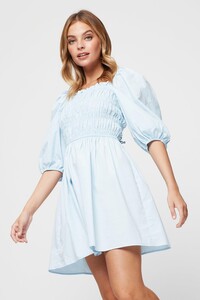 373 Petite Pale Blue Milkmaid Mini Dress image number 0.jpg