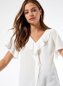 133 Petite White Ruffle Front Top image number 3.jpg