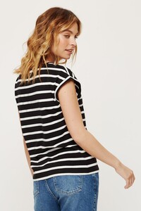 808 Petite Navy Stripe Roll Sleeve Tee image number 2.jpg