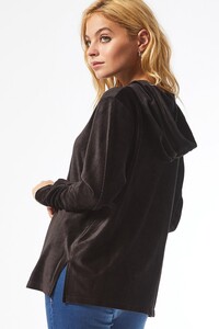 105 Petite Black Rib Velvet Hoodie image number 2.jpg