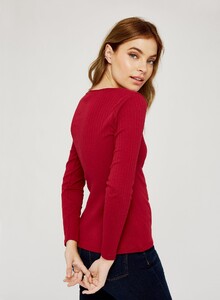 157 Petite Red Rib Scoop Neck Organic Cotton Top image number 1.jpg