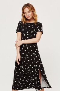 105 Petite Black Floral T-shirt Midi Dress  image number 1.jpg