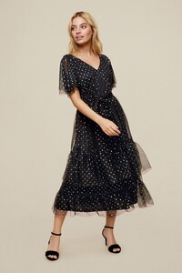 105 Petite Black Mesh Foil Spot Midi  image number 0.jpg