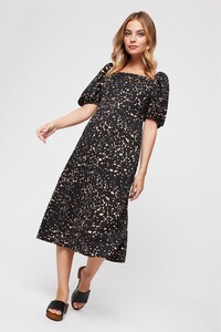 105 Petite Non Print Square Neck Midi Dress image number 0.jpg