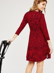 157 Petite Red Abstract Print Organic Cotton Dress image number 2.jpg