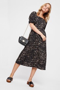 105 Petite Non Print Square Neck Midi Dress image number 1.jpg