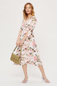 144 Petite Garden Floral Tie Sleeve Midi Dress image number 1.jpg