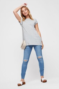 265 Petite Grey Marl Longline Tee image number 1.jpg