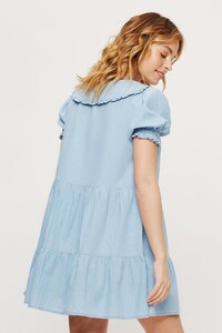 263 Petite Peter Pan Collar Denim Frill Dress image number 2.jpg