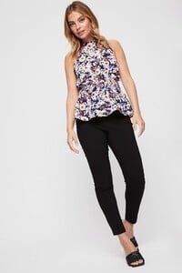 105 Petite Black Floral Shirred Halterneck Top image number 1.jpg