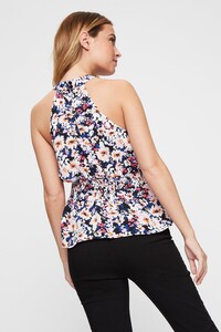 105 Petite Black Floral Shirred Halterneck Top image number 3.jpg