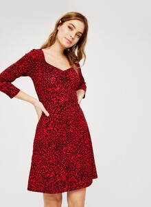 157 Petite Red Abstract Print Organic Cotton Dress image number 1.jpg