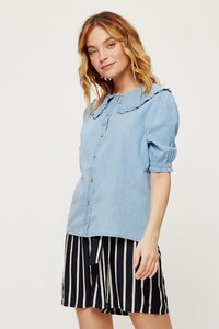 263 Petite Peter Pan Collar Denim Shirt  image number 1.jpg