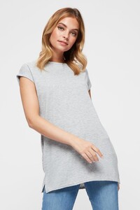 265 Petite Grey Marl Longline Tee image number 0.jpg