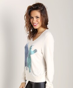 WILDFOX Hello Polar Bears V Neck Baggy Beach Jumper Vintage Whit - 3.jpg