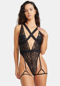 Criss Cross Lace Bodysuit With Garter Belt - Black_02.jpg