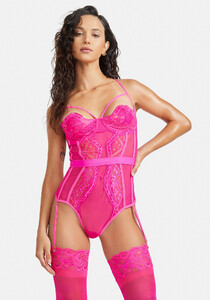 Mesh And Lace Back Cutout Lace Up Garter Teddy - Pink_02.jpg