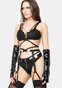 Forplay Strappy Buckle Detail Garter Lingerie Set - Black_01.jpg