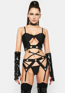 Forplay Hook And Eyelet Detail Garter Lingerie Set - Black_01.jpg
