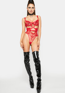 Oh La La Cheri Embroidered Mesh Cutout Strappy Teddy Red_01.jpg