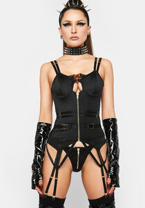Forplay Buckle Bustier With Garter And Thong Lingerie Set - Black_04.jpg