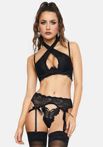 Butterfly Shape Thong Garter Set - Black_04.jpg