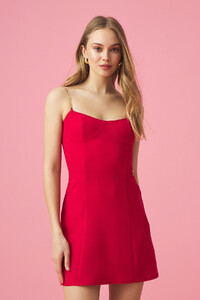 LISA Chain Strap Crepe Red Mini Dress.jpg