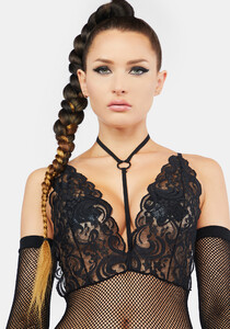 Halter Neck Lace Bra Top Crotchless Fishnet Bodystocking - Black_02.jpg