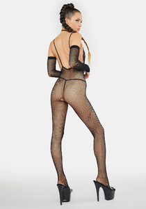 Halter Neck Lace Bra Top Crotchless Fishnet Bodystocking - Black_04.jpg