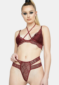 Embroidered Mesh Triangle Bra Thong Set - Burgundy_Dark Red_03.jpg