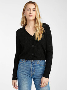 twik - Ribbon-knit cropped cardigan - Black - A2_1.jpg