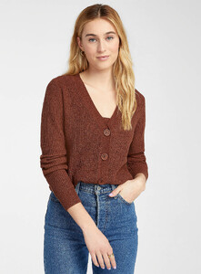 twik - Ribbon-knit cropped cardigan - Brown - A2_1.jpg