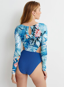Everyday Sunday - Side openwork long-sleeve one-piece - Patterned Blue - A2_1.jpg
