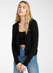 twik - Ribbon-knit cropped cardigan - Black - A1_1.jpg