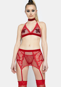 Sexy Fishnet And Lace Lingerie Set - Red_01.jpg