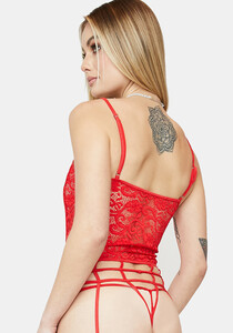 Sexy Lace Corset Teddy Lingerie Set - Red_03.jpg