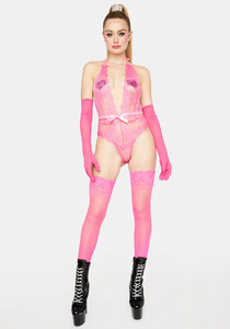Lace Sheer Halter Plunging Teddy Bodysuit - Pink_02.jpg