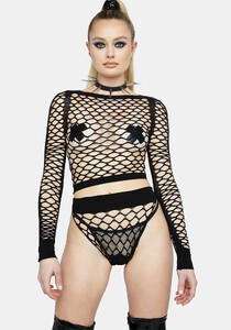 Fishnet Long Sleeve Crop Top And Panty Set - Black_01.jpg