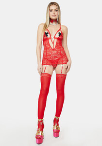 Sexy Strappy Slip Dress With Stockings - Red_02.jpg