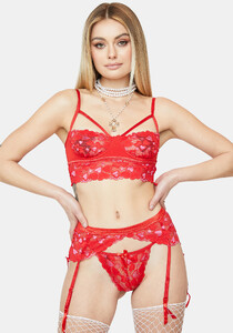 Heart Lace Cutout Bra Top With Thong And Garter Belt - Red_02.jpg