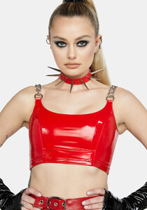 Bustedbrand PVC Chain Crop Tank - Red_03.jpg