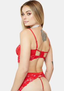 Heart Lace Cutout Bra Top With Thong And Garter Belt - Red_01.jpg